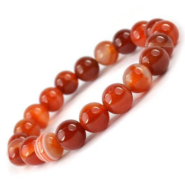 Divine Spirituals Red Carnelian Natural Crystal Bracelet Lab Certified 8 mm AAA Grade Stretchable Bracelet for Healing Meditation and Manifestation Chakra Healing Bracelets Abundance Stones