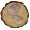 Divine Spirituals Clear Quartz and Rose Quartz AAA Grade Raw Natural Crystal Combo with Wooden Natural Bark Coaster for Healing, Meditation and Manifestation Clear Quartz Abundance Stones 4