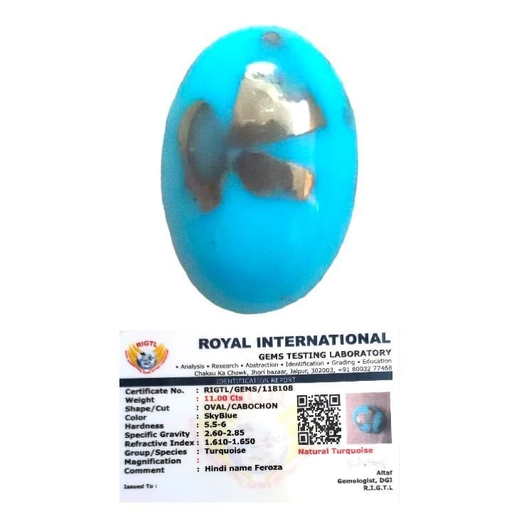 Divine Spirituals AAA Grade Natural Turquoise Gemstone Lab-certified Premium Firoza/Firoza Cabochon For Protection, Healing & Jewelry approx. 8-10 carat Irani Firoza Abundance Stones 2