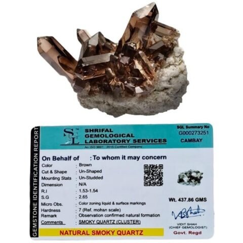 Divine Spirituals Smoky Quartz Original Certified AAA Grade Brazilian Natural Cluster Raw Crystal Stone for Healing and Meditation (85 to 500 Grams) Smoky Quartz Clusters Abundance Stones 2