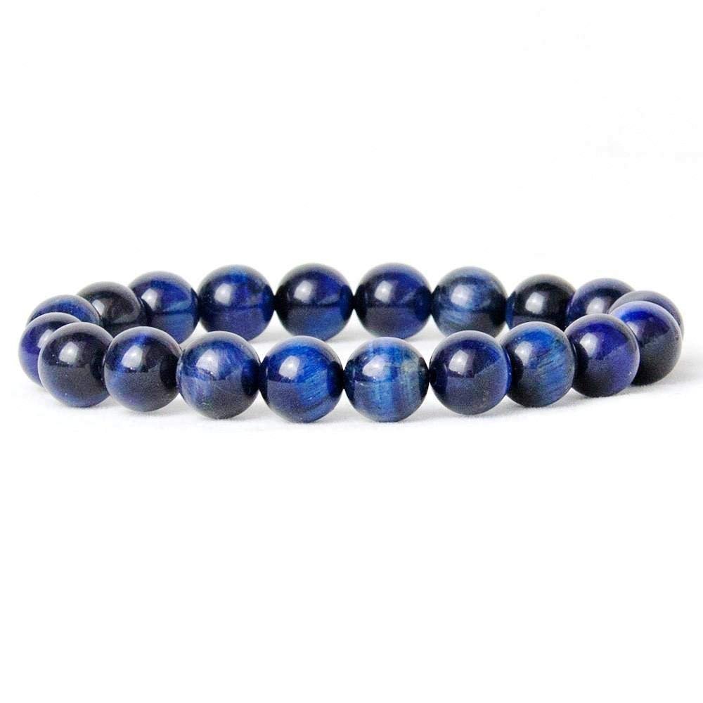 Divine Spirituals Natural Blue Tiger Eye 8mm Round Bead Crystal Bracelet for Reiki Healing, Crystal Healing and Chakra Balance Chakra Healing Bracelets Abundance Stones