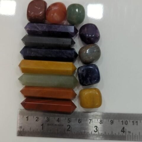 Divine Spirituals 7 Chakra Set Tumbled Stones 7 Chakra points wands tower Stone Set Meditation Stone Yoga Amulet Meditation Double Point Wand Chakra Tumbled Stones 7 Chakra Raw Crystal 2