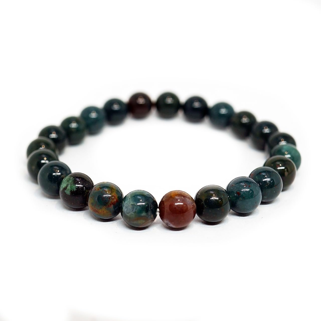 Divine Spirituals Blood Stone Natural Crystal Bracelet Lab Certified 8 mm AAA Grade Stretchable Bracelet for Healing Meditation and Manifestation Chakra Healing Bracelets Abundance Stones 2