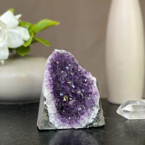 Divine Spirituals Natural Deep Purple Uruguay Amethyst Cluster Geode For Reiki Healing and Meditation | Purple Amethyst Quartz Crystal Cluster Geode Druzy Home Decoration Gemstone Lab Certified Specimen [398 Grams] Amethyst Clusters Abundance Stones 2