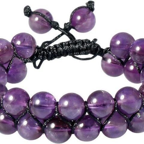 Divine Spirituals Gemstone Certified Natural Amethyst Double Layered Semi Precious, Stone Bracelet, Crystal Stone 8mm Beads Bracelet Round Shape Reiki Healing Natural Bracelet Chakra Healing Bracelets Abundance Stones
