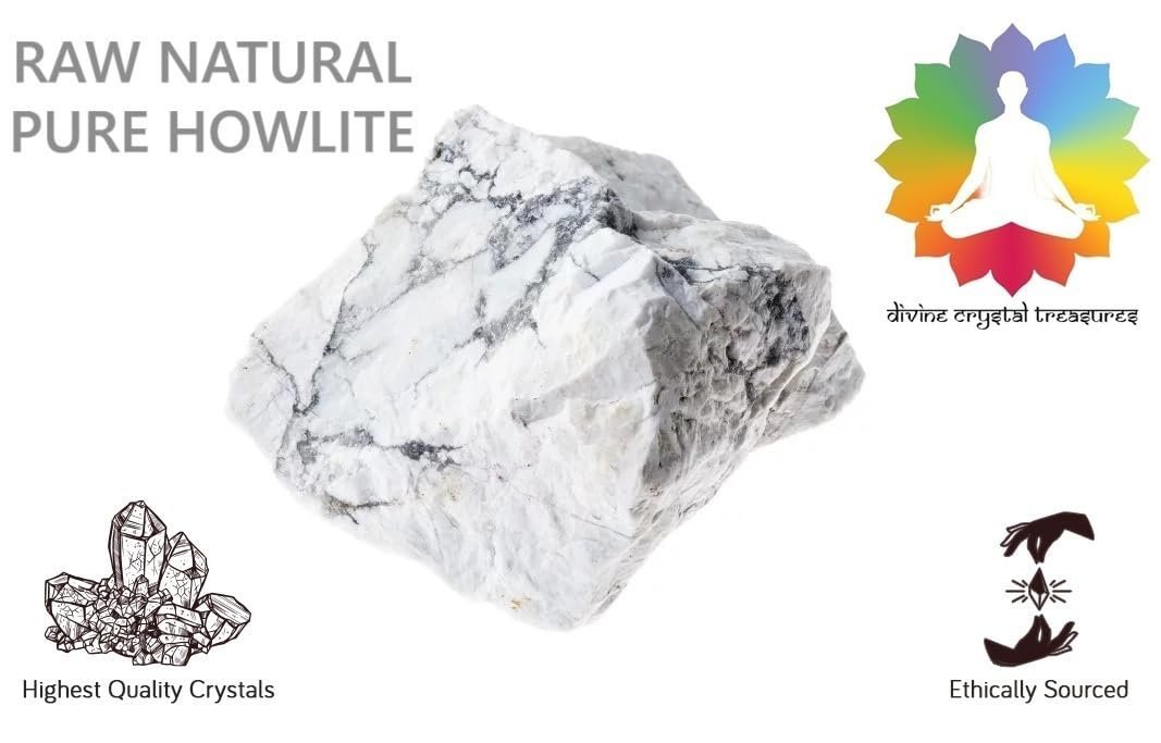 Divine Spirituals Natural Howlite Raw Gemstone Pure Authentic Crystal for Healing Meditation – to Strengthen Memory – A Calming Stone (100 Grams +) Natural Healing Crystals Abundance Stones 5 Divine Spirituals Natural Howlite Raw Gemstone Pure Authentic Crystal for Healing Meditation – to Strengthen Memory – A Calming Stone (100 Grams +) Natural Healing Crystals Abundance Stones 5