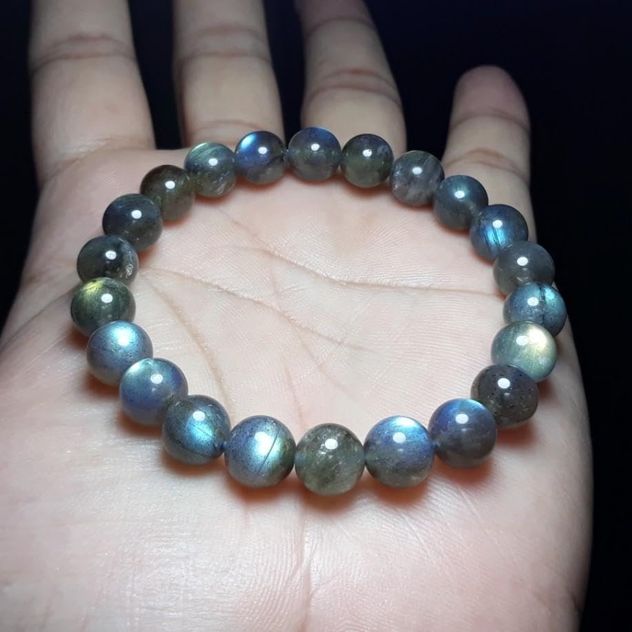 Divine Spirituals Labradorite Natural Crystal Bracelet Lab Certified 8 mm AAA Grade Stretchable Bracelet for Healing Meditation and Manifestation Chakra Healing Bracelets Abundance Stones 2