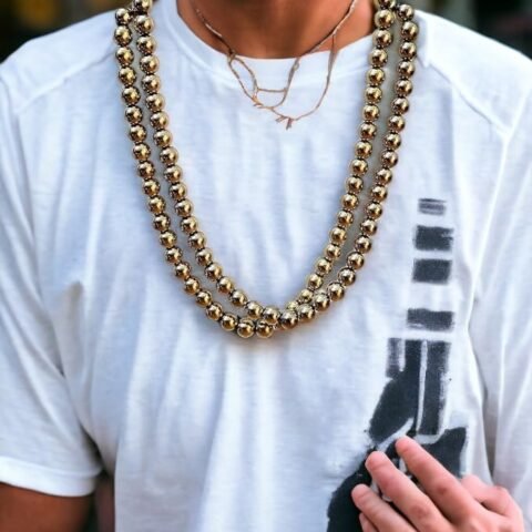 Divine Spirituals Certified Golden Pyrite Jaap Mala 108+1-8 mm Beads for Prosperitiy Wealth Willpower and Financial Abundance Crystal Mala Abundance Stones 2