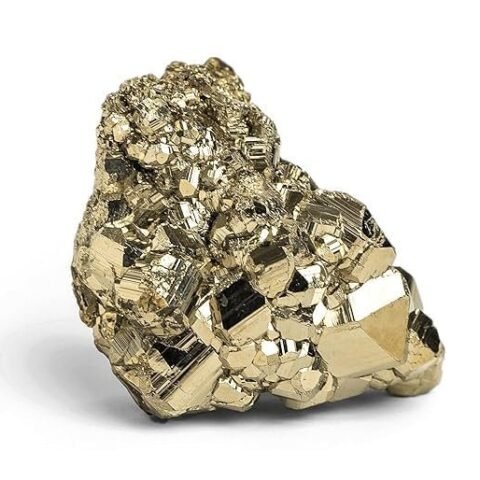 Divine Spirituals Original Pyrite Certified Cluster Premium Geodes for Willpower Success Wealth Manifestation Stone to Attract Money (30 Grams + to 200 Grams + Approx.) Cubical Pyrite Clusters Abundance Stones