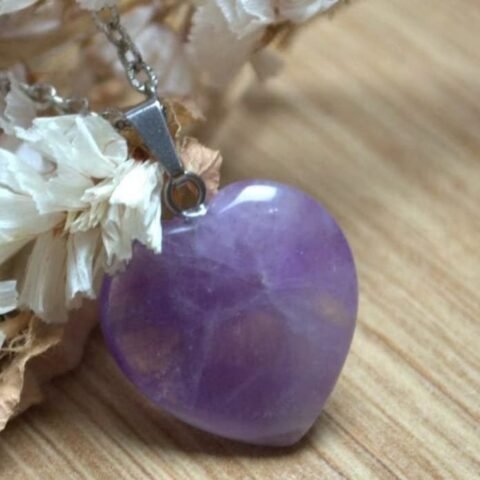 Divine Spirituals Genuine Amethyst Heart pendant | Amethyst crystal Mini Heart Healing pendant for Memory Power and Crown Chakra Healing and Meditation Crystal Jewelry Abundance Stones 2