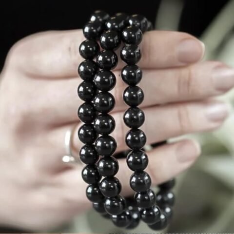 Divine Spirituals Black Tourmaline Natural Crystal Bracelet Lab Certified 8 mm AAA Grade Stretchable Bracelet for Healing Meditation and Manifestation Chakra Healing Bracelets Abundance Stones 2