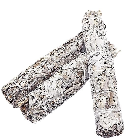 Divine Spirituals White Sage White California Sage Smudge Sticks (6 Inch) for Home Cleansing Ancient Rituals and Healing Meditation – Pack of 3 White Sage Abundance Stones Divine Spirituals White Sage White California Sage Smudge Sticks (6 Inch) for Home Cleansing Ancient Rituals and Healing Meditation – Pack of 3 White Sage Abundance Stones