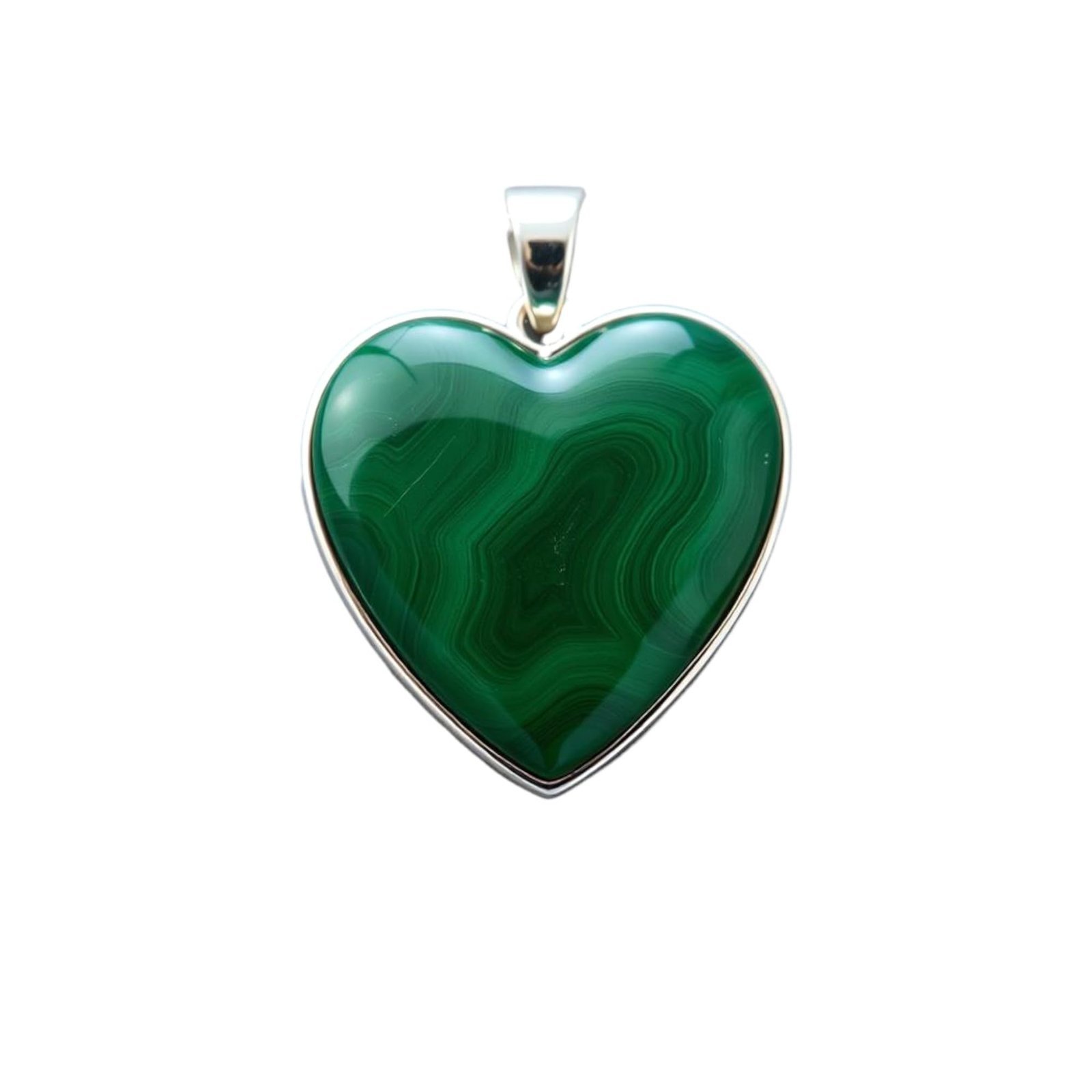 Divine Spirituals Natural Malachite Pendant Original Crystal Unisex Heart-shaped Pendant with German Silver Chain For Prosperity, Peace & Heart Chakra Crystal Jewelry Abundance Stones