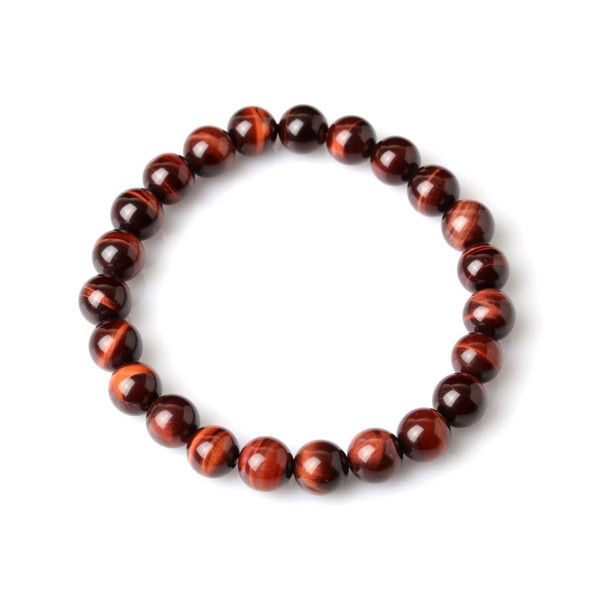 Divine Spirituals Red Tiger Eye Natural Crystal Bracelet Lab Certified 8 mm AAA Grade Stretchable Bracelet for Healing Meditation and Manifestation Chakra Healing Bracelets Abundance Stones