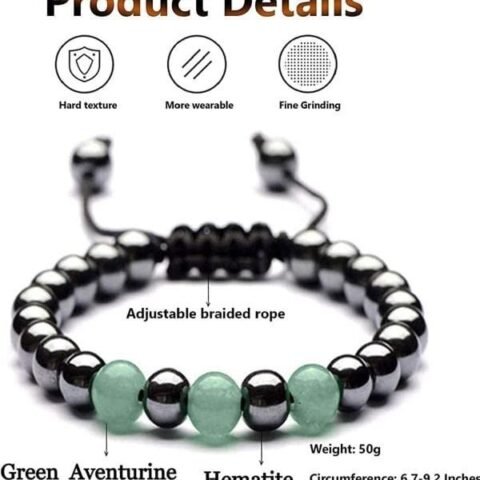 Divine Spirituals Green Aventurine Hematite Combo Natural Certified 8mm Unisex Bracelet Super AAA Quality for Healing Meditation Success and Abundance Chakra Healing Bracelets Abundance Stones 2