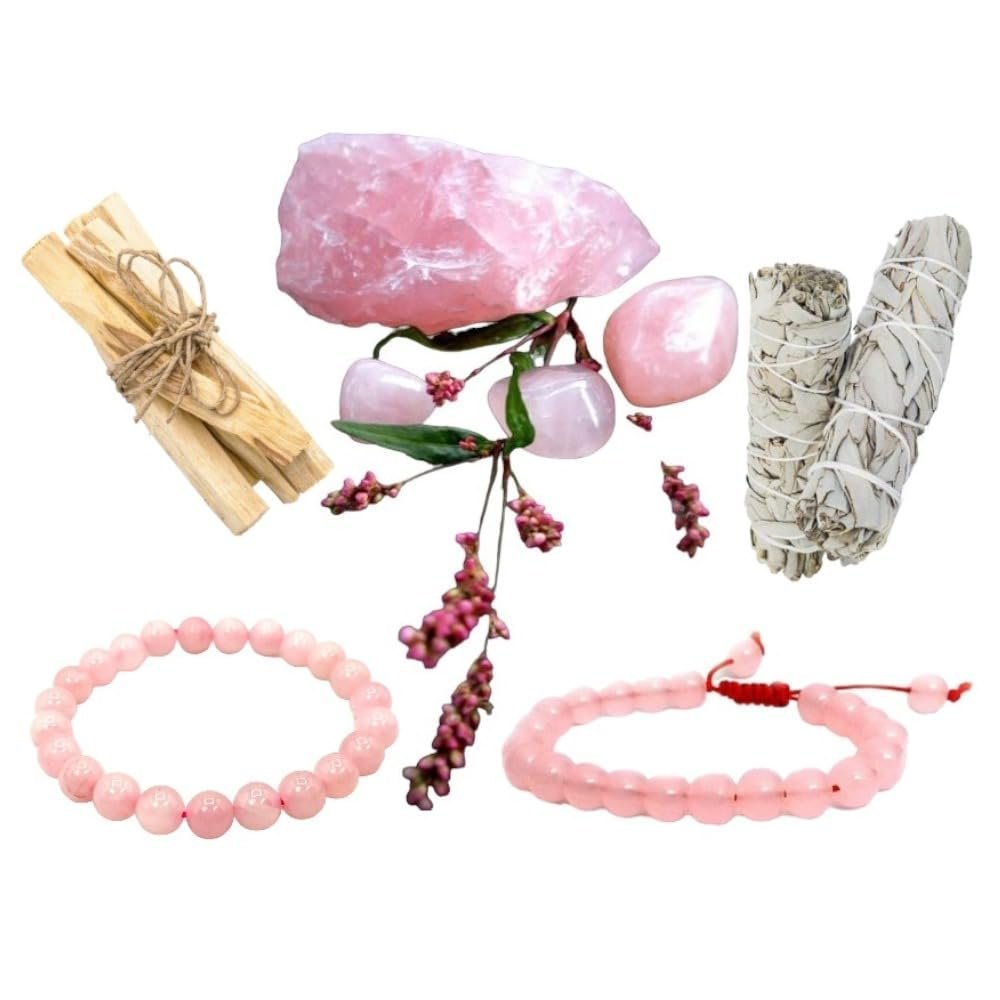 Divine Spirituals Heart Chakra Healing Meditation and Smudge Kit for Men and Women to promote love, self-love, friendship, deep inner healing and feelings of peace Love, Relationships & Harmony Abundance Stones