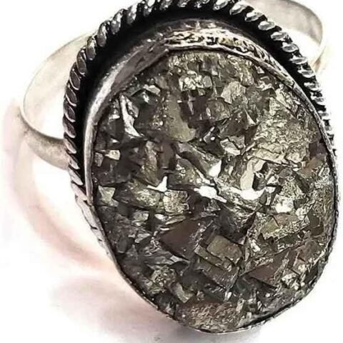 Divine Spirituals Lab Certified AAA Grade Natural Pyrite Ring Adjustable Ring Original Pyrite Crystal Money Magnet For Abundance, Prosperity & Manifestation For Men & Women Crystal Gemstone Rings Abundance Stones