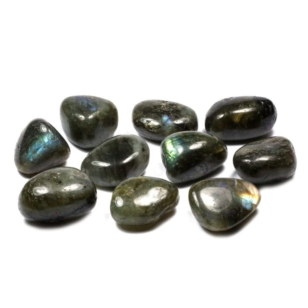Divine Spirituals Labradorite Power Original Crystal Tumble for creating a shielding force throughout the Aura (Value Pack of 2) Chakra Tumbled Stones Abundance Stones 2