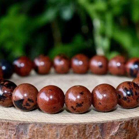 Divine Spirituals Mahogany Obsidian Natural Crystal Bracelet Lab Certified 8 mm AAA Grade Stretchable Bracelet for Healing Meditation and Manifestation Chakra Healing Bracelets Abundance Stones 2