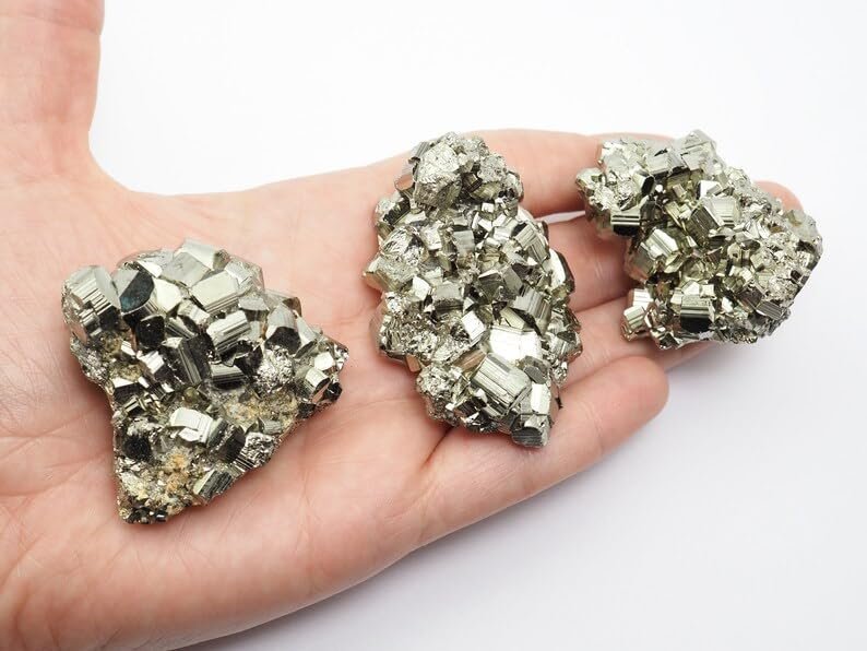 Divine Spirituals Peru Pyrite Nuggets Pyrite Crystal Rough Raw Cluster Gemstone Stones Pyrite Stone Original Cluster Raw Chunk Stone (Set of 4 to 6 Pyrite Geodes weighing 50 to 60 Grams Plus) Cubical Pyrite Clusters Abundance Stones 5 Divine Spirituals Peru Pyrite Nuggets Pyrite Crystal Rough Raw Cluster Gemstone Stones Pyrite Stone Original Cluster Raw Chunk Stone (Set of 4 to 6 Pyrite Geodes weighing 50 to 60 Grams Plus) Cubical Pyrite Clusters Abundance Stones 5