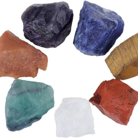 Divine Spirituals AAA Grade Raw 7 Chakra Stones Natural Healing Crytal Healing Crystals for Fengshui, Vastu, Reiki, Chakra Meditation and Abundance (Set of 7 Premium Raw Crystals for Each Chakra) Natural Healing Crystals 7 Chakra Raw Crystal