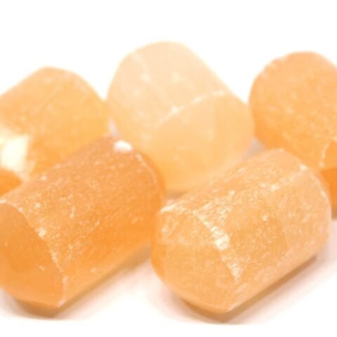 Divine Spirituals Orange Selenite Natural Healing Crystal Tumble Stone (Value Pack of 2 AAA Grade Natural Tumbles) Chakra Tumbled Stones Abundance Stones 2