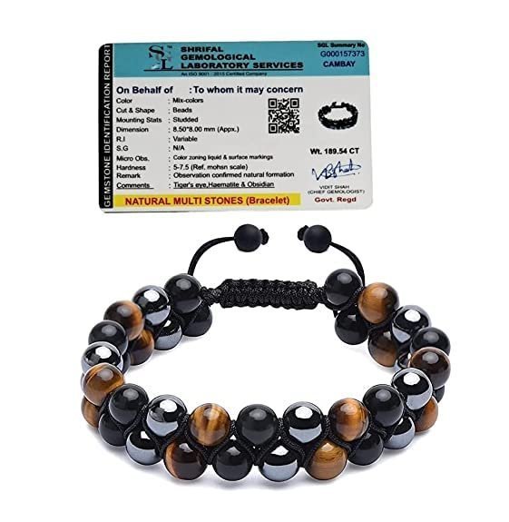 Divine Spirituals Certified Triple Action Premium Tiger Eye Hematite and Black Obsidian Unisex AAA Grade 8 mm Stones Double layered Adjustable Bracelet Chakra Healing Bracelets Abundance Stones 3 Divine Spirituals Certified Triple Action Premium Tiger Eye Hematite and Black Obsidian Unisex AAA Grade 8 mm Stones Double layered Adjustable Bracelet Chakra Healing Bracelets Abundance Stones 3