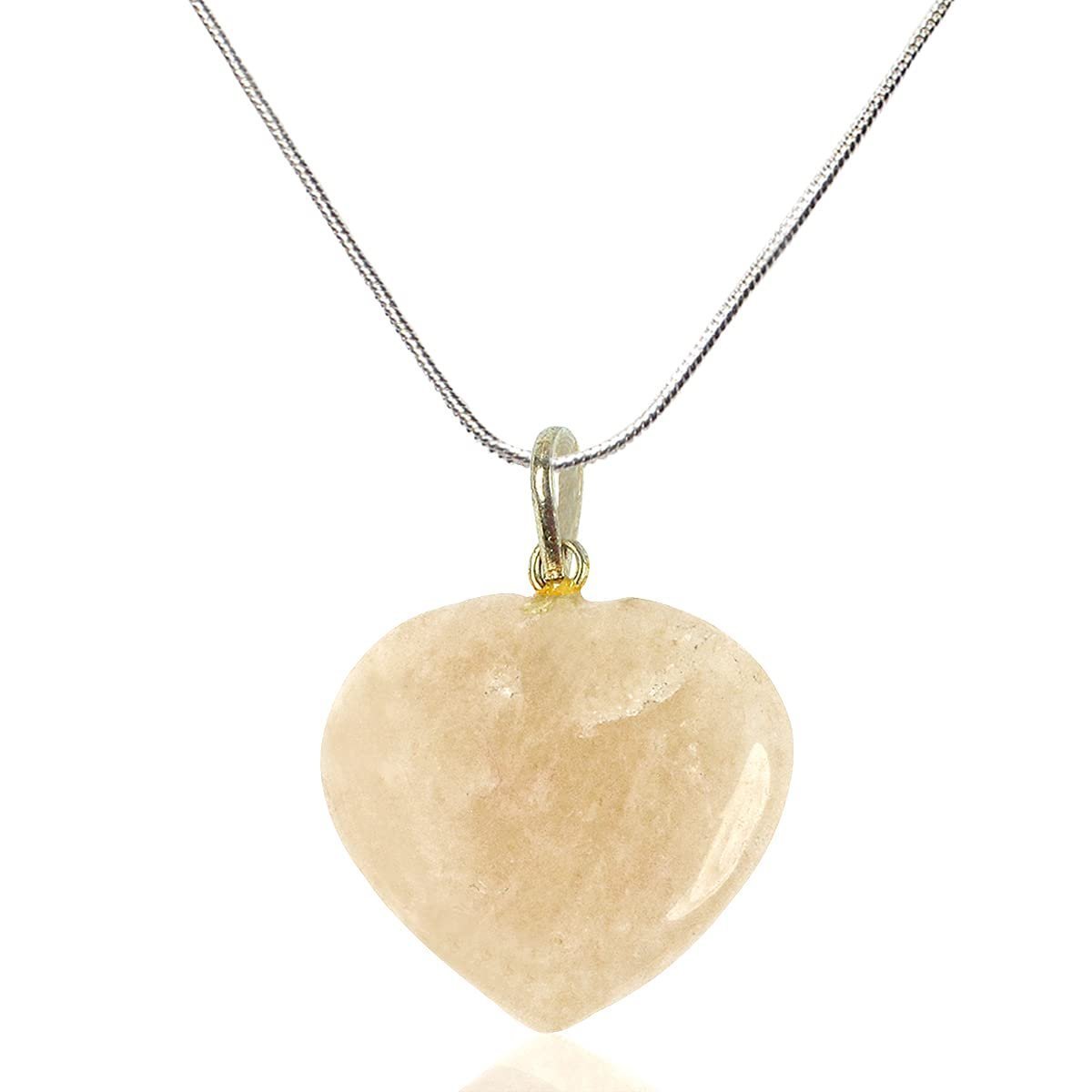 Divine Spirituals Natural Healing Stone Pendant Heart Shape Crystal Stone Pendant / Locket with Metal Chain for Healing and Meditation Size 25-30 mm Approx. (Citrine) Crystal Jewelry Abundance Stones Divine Spirituals Natural Healing Stone Pendant Heart Shape Crystal Stone Pendant / Locket with Metal Chain for Healing and Meditation Size 25-30 mm Approx. (Citrine) Crystal Jewelry Abundance Stones