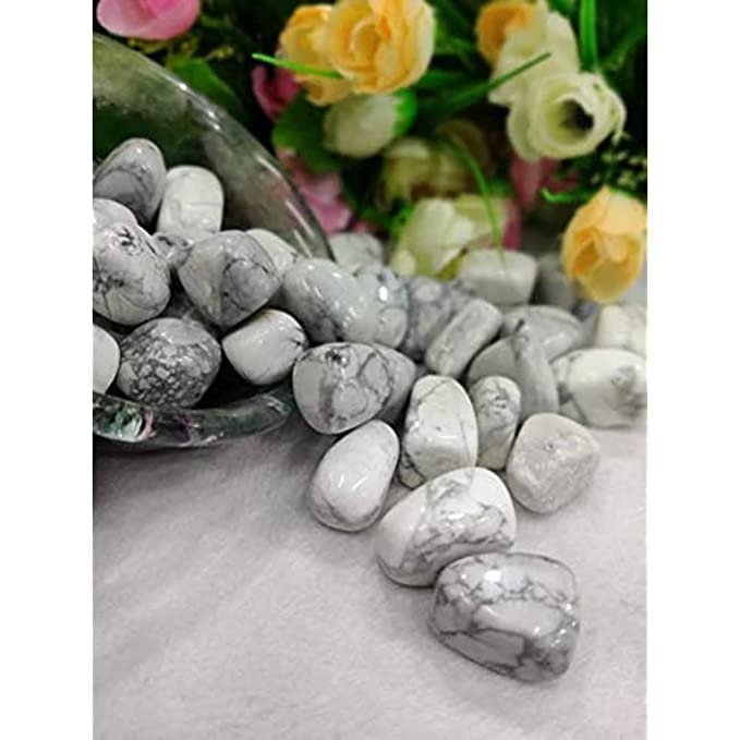 Divine Spirituals Howlite Tumble Natural Tumble Stones for Reiki Healing Vastu Correction and Financial Abundance Chakra Tumbled Stones Abundance Stones 2