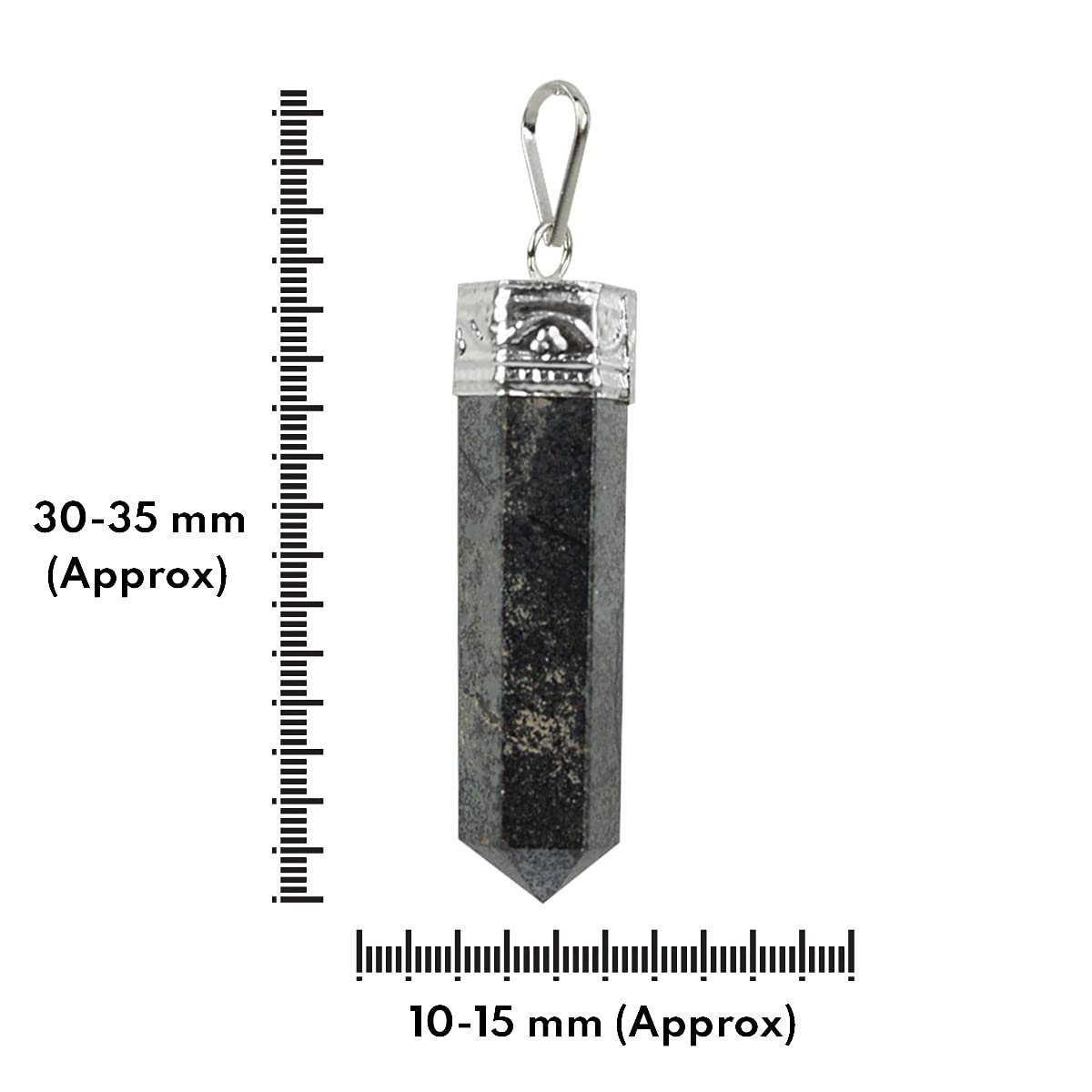 Divine Spirituals Natural Healing Stone Pendant Pencil Shape Crystal Stone Certified Pendant/Locket with Chain – Healing Gemstone Size 30-35 mm Approx(Hematite Pendant) Crystal Jewelry Abundance Stones 2