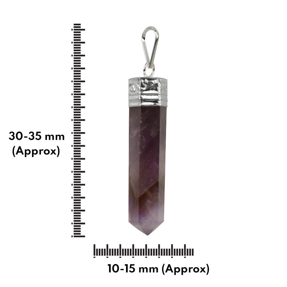 Divine Spirituals Natural Healing Stone Pendant Pencil Shape Crystal Stone Certified Pendant/Locket with Chain – Healing Gemstone Size 30-35 mm Approx(Amethyst Pendant) Crystal Jewelry Abundance Stones 2