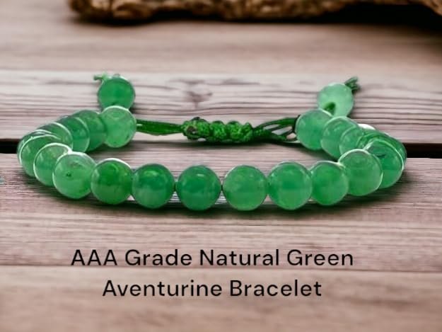 Divine Spirituals Natural Green Aventurine Bracelet Lab-Certified 8mm Adjustable Thread Unisex Authentic Crystal Bracelet Chakra Healing Bracelets Abundance Stones 2