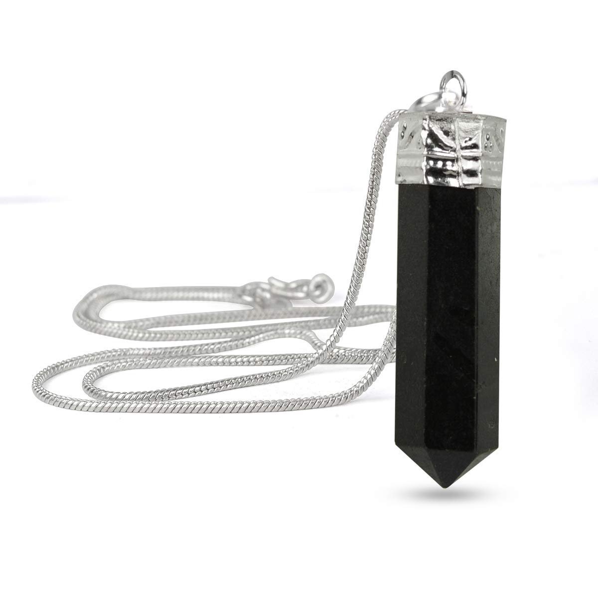 Divine Spirituals Natural Healing Stone Pendant Pencil Shape Crystal Stone Certified Pendant/Locket with Chain – Healing Gemstone Size 30-35 mm Approx(Black Tourmaline Pendant) Crystal Jewelry Abundance Stones 2
