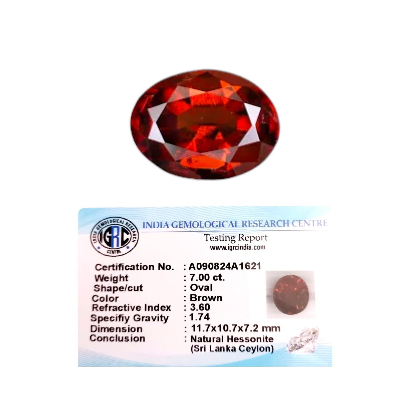 Divine Spirituals Natural Ceylon Srilankan Hessonite Gemstone Premium Original Certified Gomed/Gomedhak Gem For Rahu, Protection, Peace, & Ring Jewelry For Men & Women Gomed Gemstones Abundance Stones