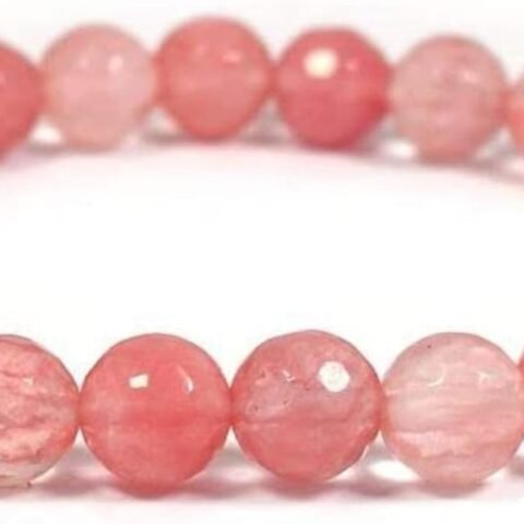 Divine Spirituals Strawberry Quartz Natural Crystal Bracelet Lab Certified 8 mm AAA Grade Stretchable Bracelet for Healing Meditation and Manifestation Chakra Healing Bracelets Abundance Stones