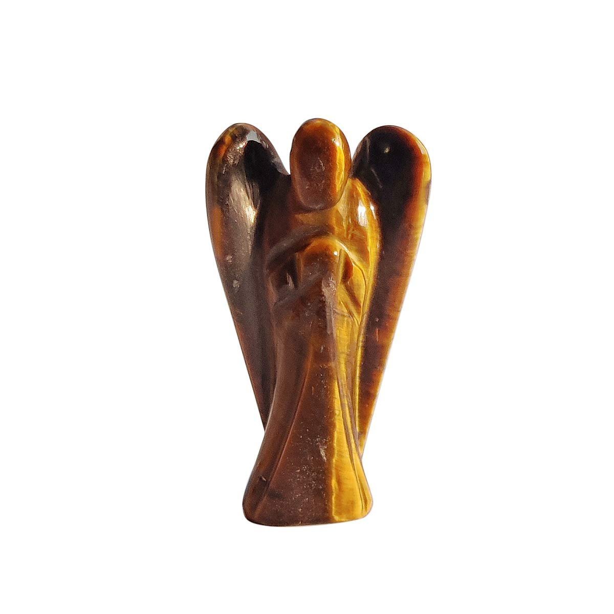 Divine Spirituals Natural Tiger Eye Energized Healing Lab Certified Natural Crystal Angel (3″ Inches) Figurine Abundance Stones