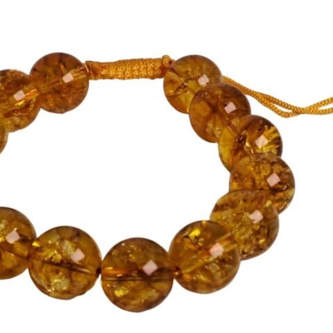 Divine Spirituals Natural Citrine Pure Certified Unisex 14 mm Thread Bracelet Super AAA Quality for Healing Meditation Success and Abundance Chakra Healing Bracelets Abundance Stones