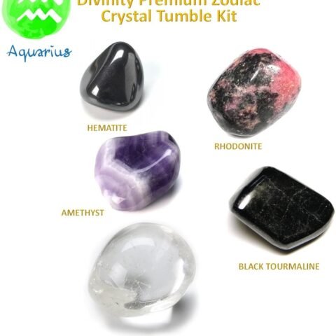 Divine Spirituals Zodiac Natural Crystal Tumble Set Aquarius Sun Sign Premium Birthstone Gemstone Tumble Crystal Kit for Healing Meditation Financial Abundance and Good Luck Chakra Tumbled Stones Abundance Stones 2