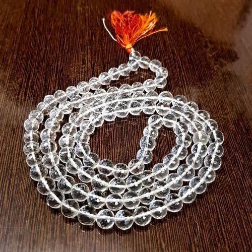 Divine Spirituals Natural Clear Quartz Pure Sphatik Crystal Certified 108 Plus 1 Beads Mala Collection for Men and Women Natural Pure 8 mm Beads – for Yoga Reiki Meditation Feng Shui Crystal Mala Abundance Stones 2