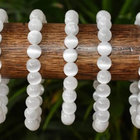 Divine Spirituals Selenite Natural Bracelet Pure Certified 8mm Unisex Bracelets Super AAA Quality for Healing Meditation Success and Abundance Sacred Sanctuary Abundance Stones 2