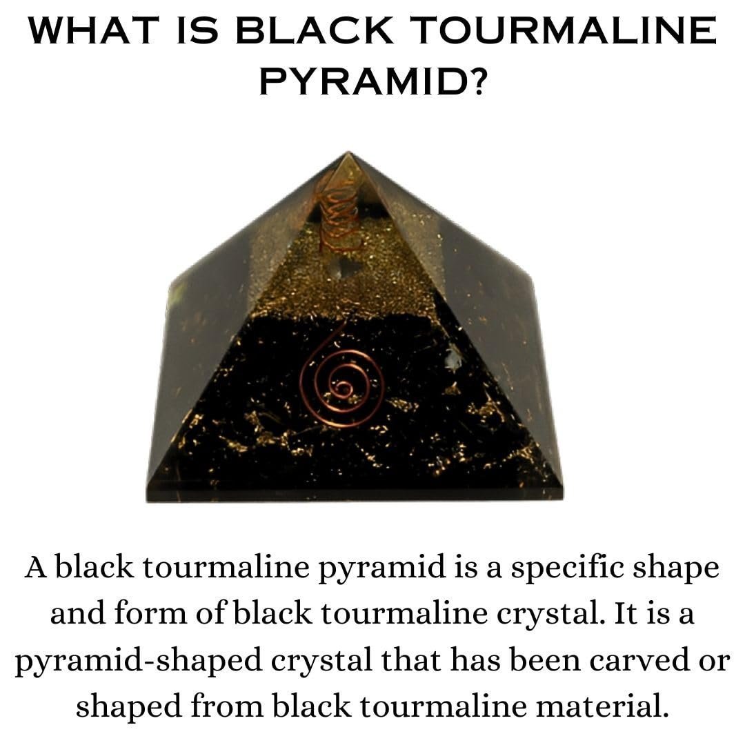 Divine Spirituals Natural Black Tourmaline Orgone Pyramid Vastu for Home Study Table Office Desk Reiki Feng Shui Reiki Symbol Crystal Showpieces for Home Decor Education Gifts Sculptures Abundance Stones 2