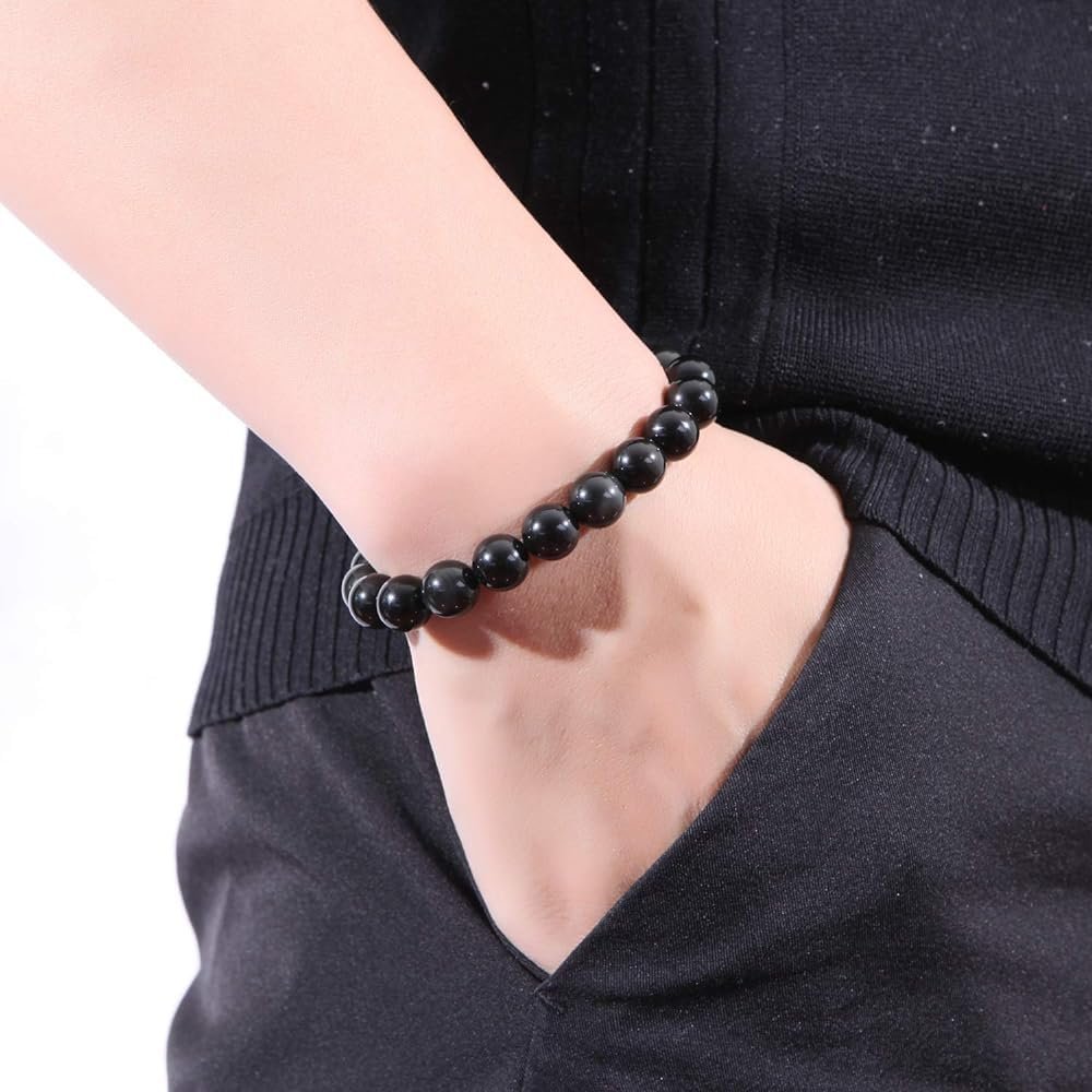 Divine Spirituals Black Obsidian Natural Crystal Bracelet Lab Certified 8 mm AAA Grade Stretchable Bracelet for Healing Meditation and Manifestation Chakra Healing Bracelets Abundance Stones 2
