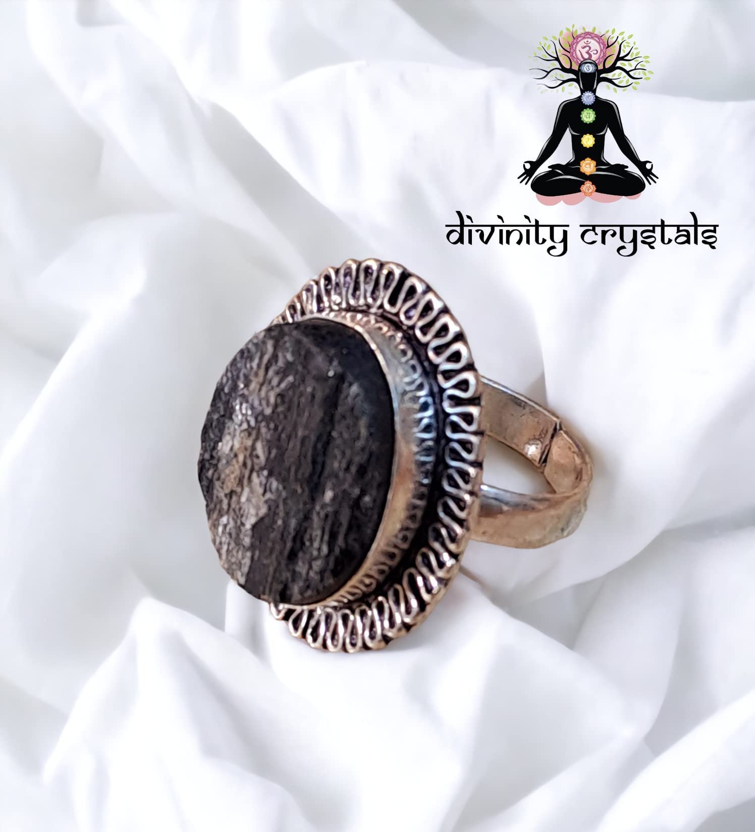 Divine Spirituals Certified Black Tourmaline Crystal Ring for Protection Motivation Meditation and Healing Crystal Gemstone Rings Abundance Stones 5 Divine Spirituals Certified Black Tourmaline Crystal Ring for Protection Motivation Meditation and Healing Crystal Gemstone Rings Abundance Stones 5