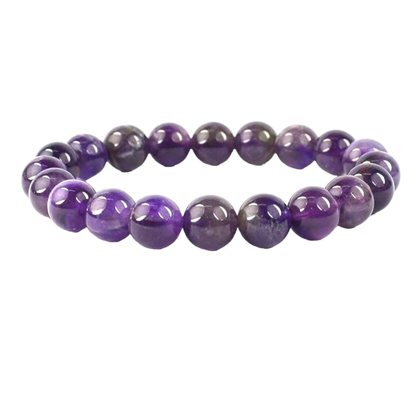 Divine Spirituals Natural Amethyst Bracelet AAA Grade Certified 10mm Unisex Stretchable Original Real Crystal Bracelet For Crown Chakra, Prosperity & Manifestation Chakra Healing Bracelets Abundance Stones
