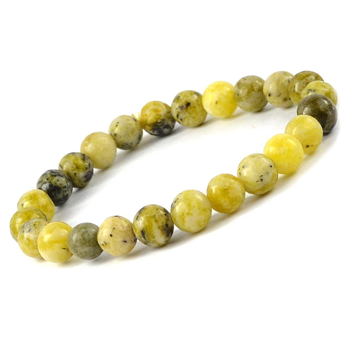 Divine Spirituals Stretchable Unisex Gemstone Natural Crystal Certified Stone Bracelet | Diameter : 2.5 Inch.| Stone Size – 8 mm Beads | Shape – Round.(Serpentine Bracelet) Chakra Healing Bracelets Abundance Stones