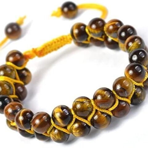 Divine Spirituals Balance Chakras with Natural Tiger’s Eye Double Layered Semi Precious, Stone Bracelet, Crystal Stone 8mm Beads Bracelet Round Shape for Reiki Healing and Crystal Healing Chakra Healing Bracelets Abundance Stones