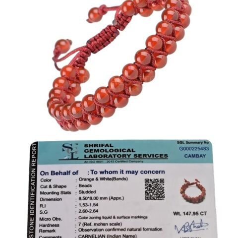 Divine Spirituals Gemstone Lab Certified Natural Red Carnelian Double Layered Semi Precious, Stone Bracelet, Crystal Stone 8mm Beads Bracelet Round Shape for Reiki Healing and Crystal Healing Chakra Stones Chakra Healing Bracelets Abundance Stones