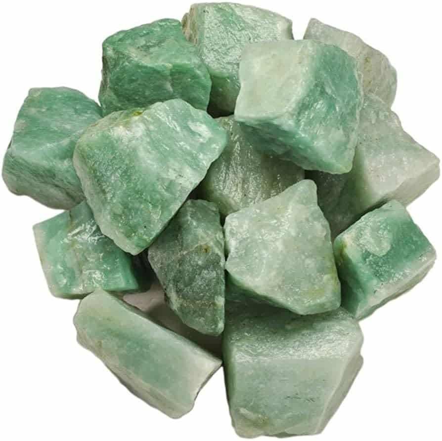 Divine Spirituals Natural Healing crystal Green Aventurine Raw Rough Stones. Weight : 200 Grams | Pack of 4 to 8 Beautiful Natural Healing crystal Raw Stones | Hand Picked and Cleaned Natural Healing Crystals Abundance Stones