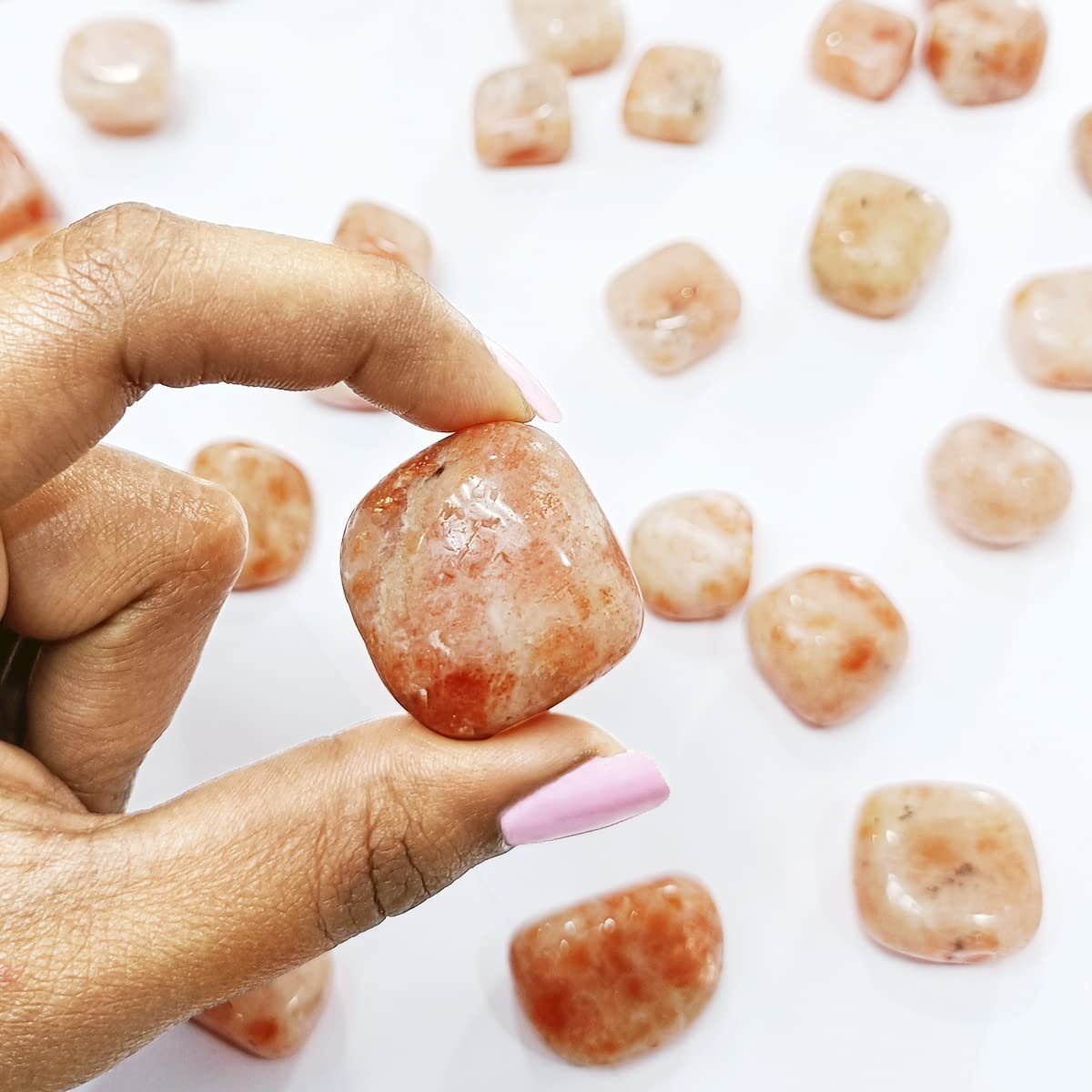 Divine Spirituals Natural Tumbled Stones for Reiki Healing (Sunstone Tumbled Stone) Value Pack Of 2 Chakra Tumbled Stones Abundance Stones 2