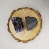 Divine Spirituals Hematite and Amethyst Raw Natural Stone Combo with Wooden Natural Bark Coaster for Healing, Meditation and Manifestation Natural Healing Crystals Abundance Stones 4